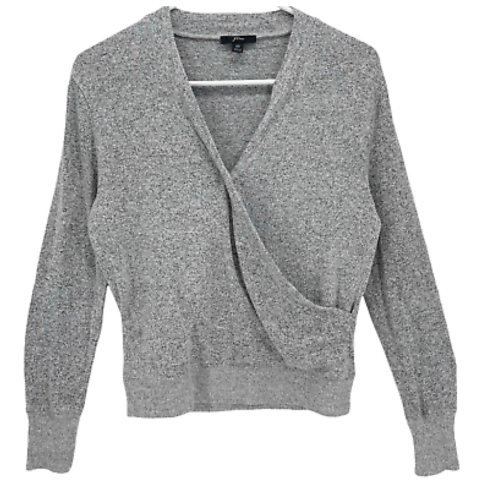 J.Crew Women’s Gray Faux Wrap Lightweight Long Sleeve Sweater Pullover Sz XLarge - Picture 4 of 8